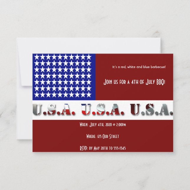 4th of July Modern USA Flag Graphic Invitation (Front)