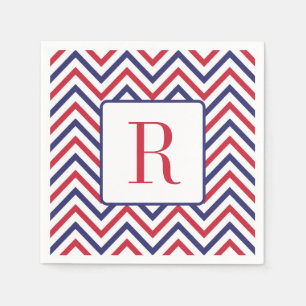 4th of July Monogram Party Red White and Blue Napkins