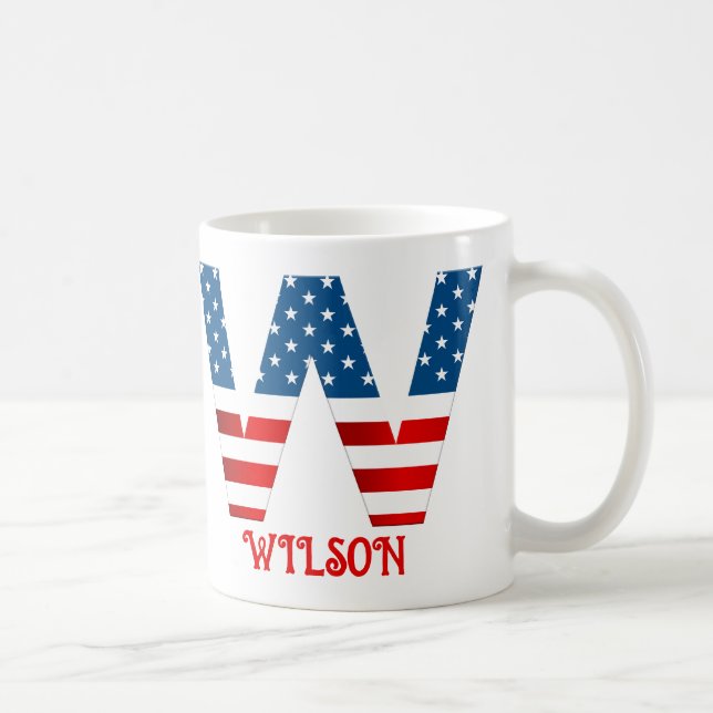 4th Of July Monogram Personalized Coffee Mug (Right)