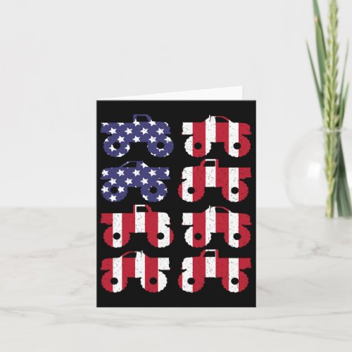 4th Of July Monster Truck Us American Flag Boys  Card