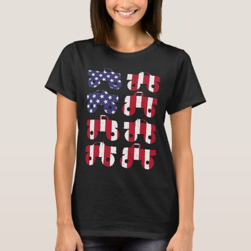 4th Of July Monster Truck Us American Flag Boys  T_Shirt