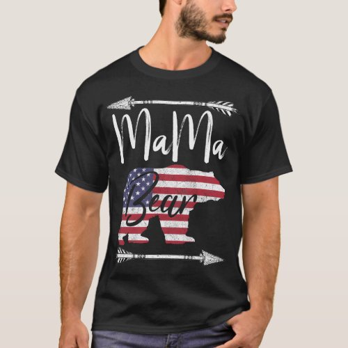 4Th Of July MotherS Day Mama Bear American Flag T_Shirt
