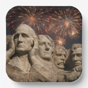 4th of July Mount Rushmore Humor with Fireworks Paper Plates