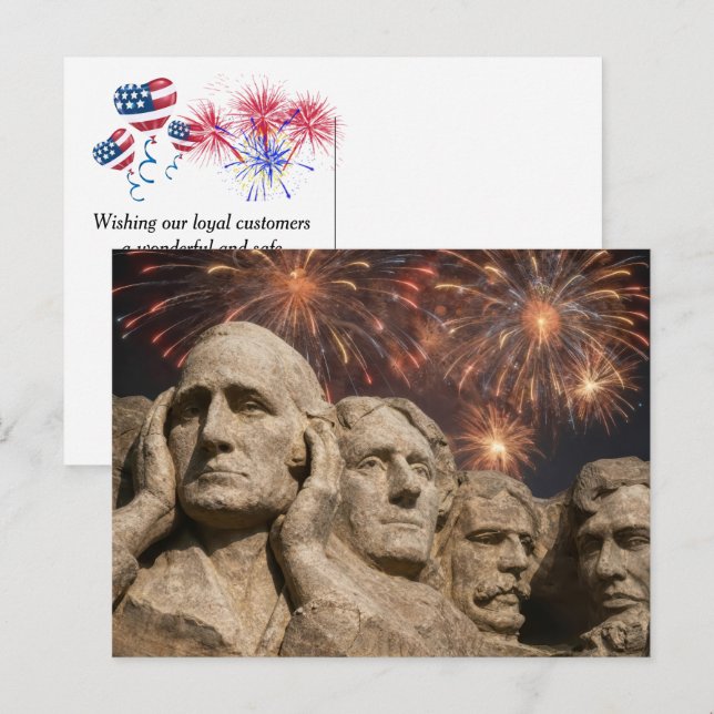 4th of July Mount Rushmore Humor with Fireworks Postcard (Front/Back)