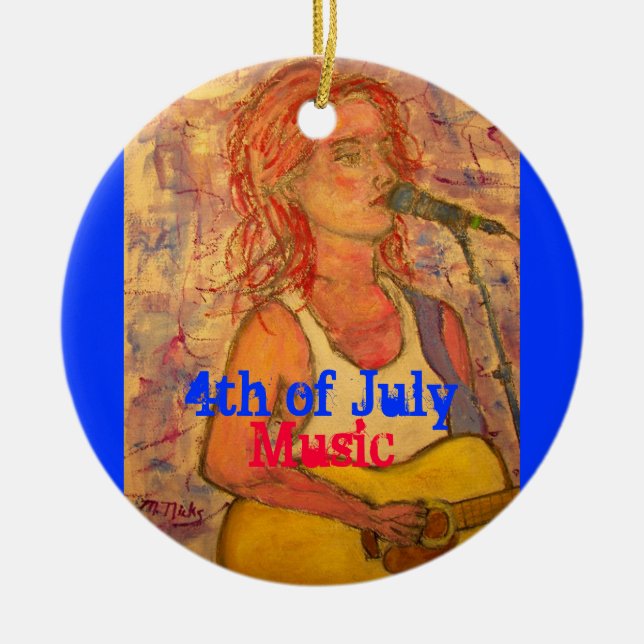 4th of July Music Ceramic Ornament (Front)