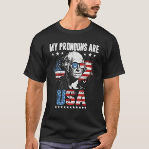 4th of July My Pronouns Are USA Flag Design for Me T-Shirt