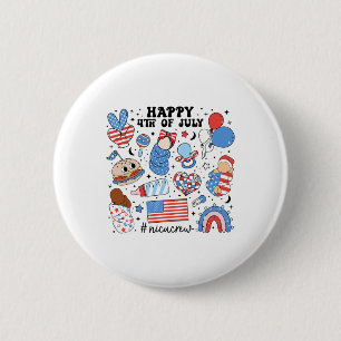 4th Of July Nicu Nurse Neonatal Intensive Care Uni Button