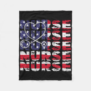 4th Of July Nurse American Flag Nursing Usa Patrio Fleece Blanket