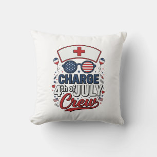 4th of July Nurse Crew Patriotic Medical Shirt Des Throw Pillow