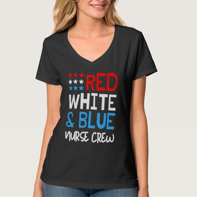4th Of July Nurse Crew Scrub Tops Patriotic Nurses (Front)