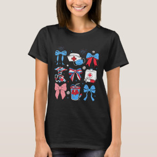 4th Of July Nurse Stethoscope Coquette Bow Nursing T-Shirt