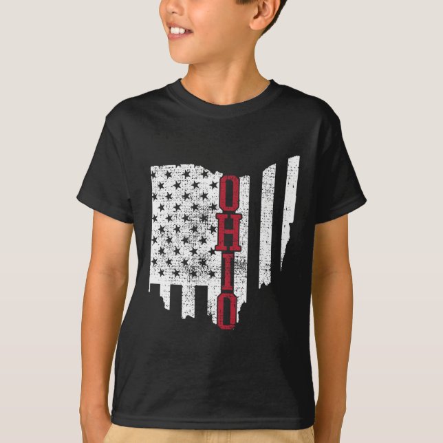 4th Of July Ohio Usa Us Flag States Vintage  T-Shirt (Front)
