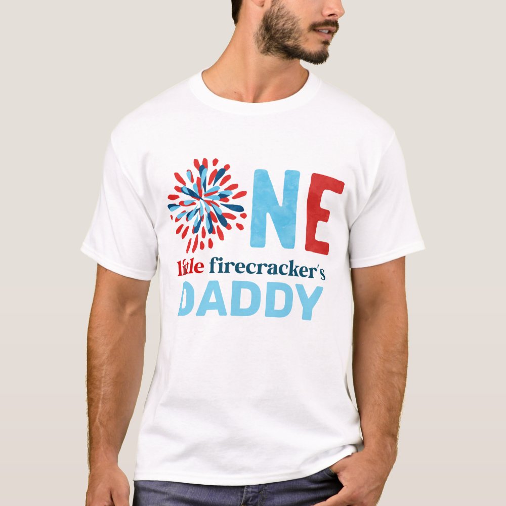4th of July One Little Firecracker's Daddy Personalized T-Shirt