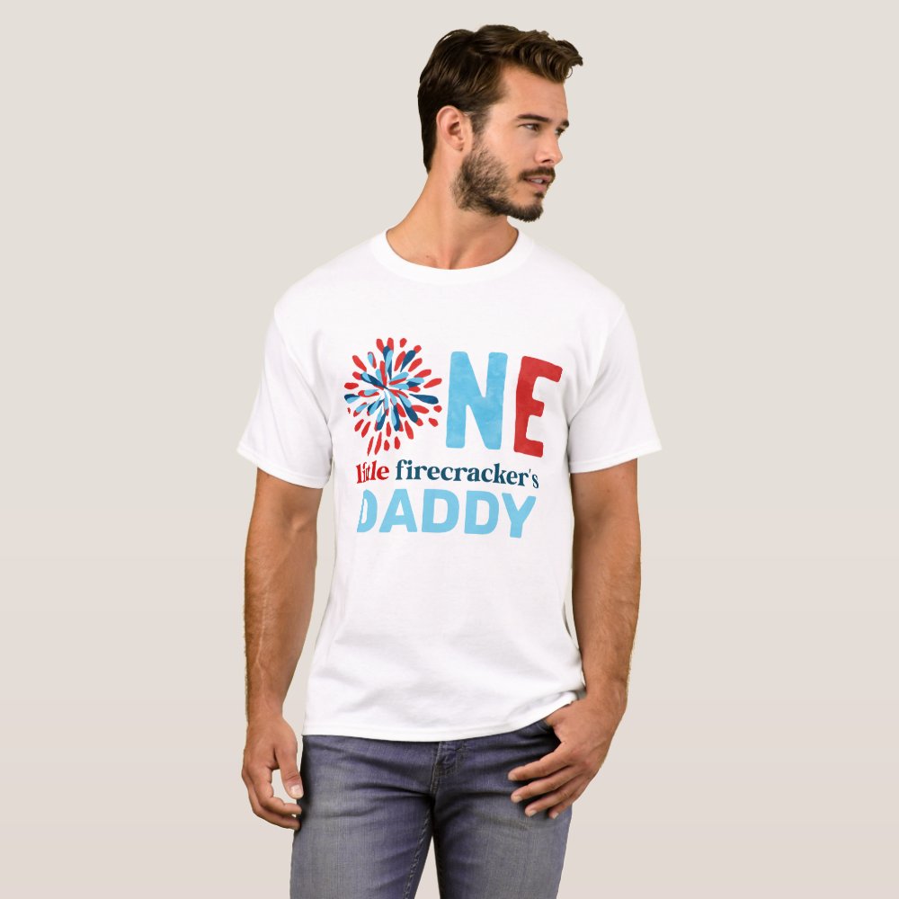 4th of July One Little Firecracker's Daddy Personalized T-Shirt