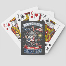 4th of July Opossum Hanging In There Playing Card