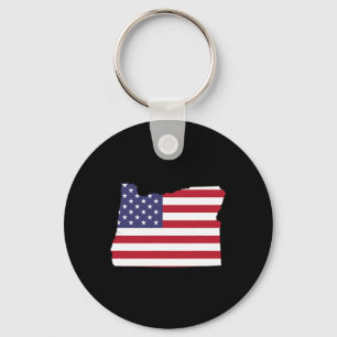 4th Of July Oregon State American Flag Party  Keychain