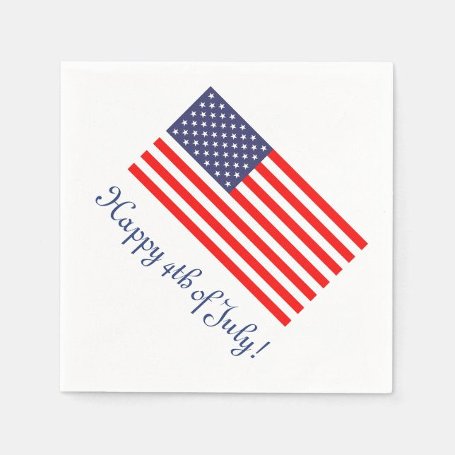 4th of July paper napkins with American flag (Front)