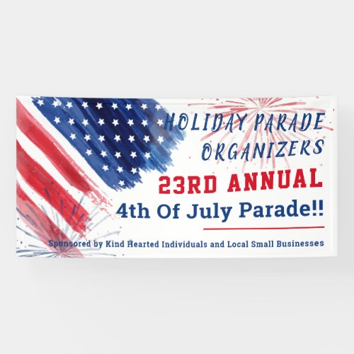 4th of July Parade Red White Blue Company Summer Banner