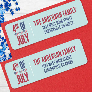 4th Of July Party American Flag Patriotic Address Label