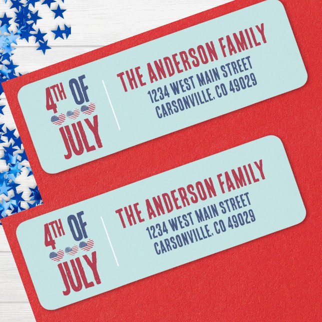 4th Of July Party American Flag Patriotic Address Label (Patriotic American Flag Heart 4th Of July Party Label)