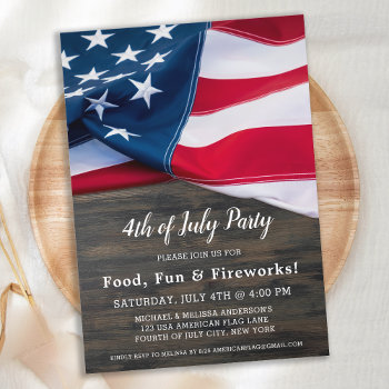 4th Of July Party American Flag Patriotic  Invitation by BlackDogArtJudy at Zazzle