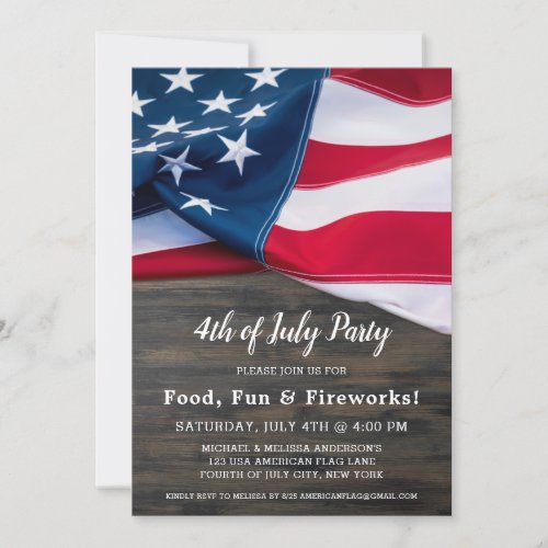 4th Of July Party American Flag Patriotic  Invitation - USA American Flag 4th of July Party Invitations. Invite friends and family to your patriotic fourth of July celebration with these modern American Flag invitations. Personalize this american flag invitation with your event, name, and party details.
See our collection for matching patriotic 4th of July gifts ,party favors, and supplies. COPYRIGHT © 2021 Judy Burrows, Black Dog Art - All Rights Reserved. 4th Of July Party American Flag Patriotic Invitation