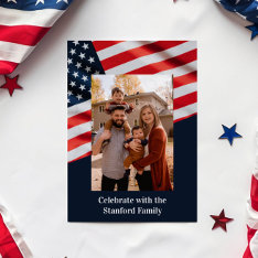 4th Of July Party American Flag With Family Photo Invitation at Zazzle