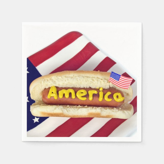 4th of July Party American Hot Dog Napkins (Front)