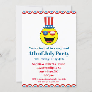 4th of July Party Cool Patriotic Emoji Invitation