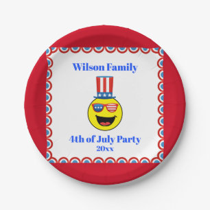 4th of July Party Cool Patriotic Emoji Paper Plates
