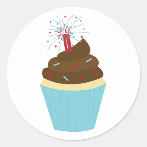 4th of July Party Cupcake Classic Round Sticker