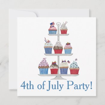 4th Of July Party Cupcakes Invitation by studioportosabbia at Zazzle