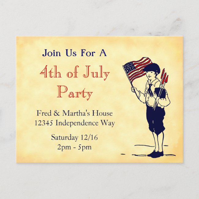 4th of July Party Custom Invitation Postcard