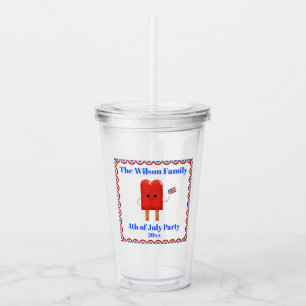 4th of July Party Cute Patriotic Popsicle Acrylic Tumbler