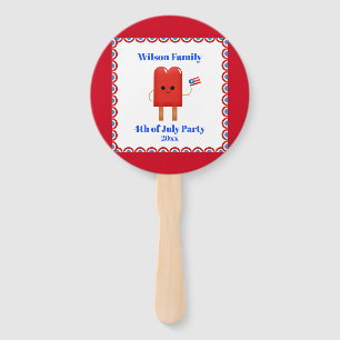 4th of July Party Cute Patriotic Popsicle Hand Fan