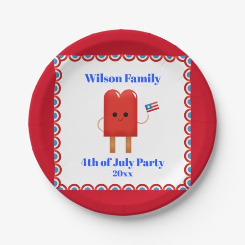 4th of July Party Cute Patriotic Popsicle Paper Plates