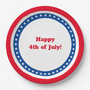 4th of July Party Decor Red White Blue Paper Plates