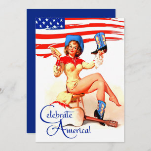 4th of July Party Event Retro Pin-Up Invitation