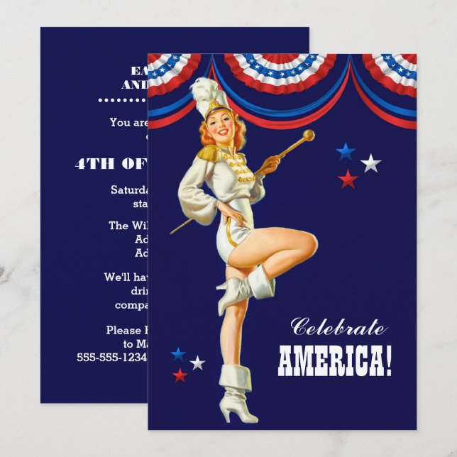 4th of July Party | Event Retro Pin-Up Invitation (Front/Back)