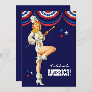4th of July Party Event Retro Pin-Up Invitation