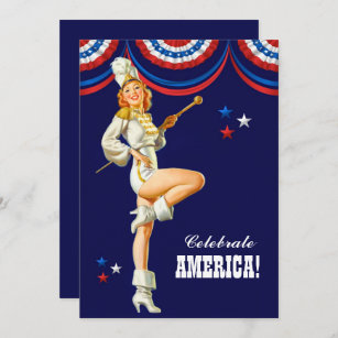 4th of July Party   Event Retro Pin-Up Invitation