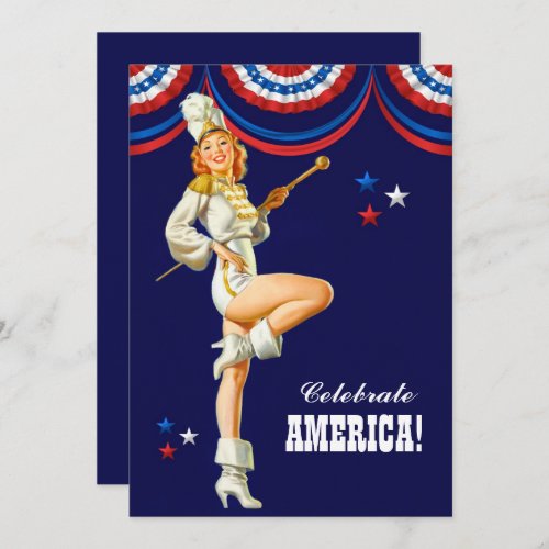4th of July Party  Event Retro Pin_Up Invitation