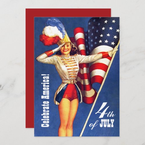 4th of July Party  Event Retro Pin_Up  Invitation