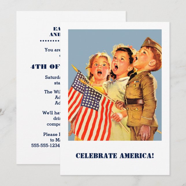 4th of July Party | Event Vintage Art Invitation (Front/Back)