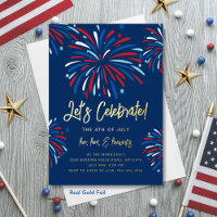 4th of July Party Festive Fireworks Real Gold