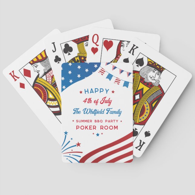 4th of July Party Games Room Red White Blue Poker Cards (Back)