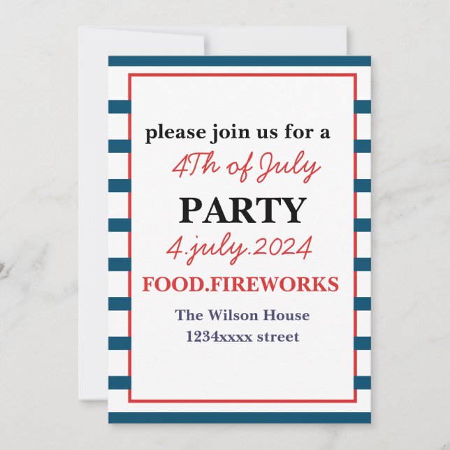 4th Of July Party happy independence day Invitation (Front)