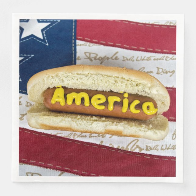4th of July party hot dog Paper Dinner Napkins (Front)