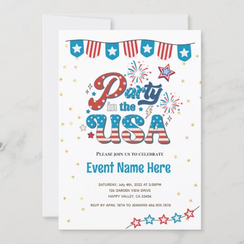 4th of July Party In The USA American Vibe Invite