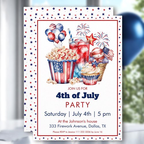 4th of July Party Independence day Sweets Invitation